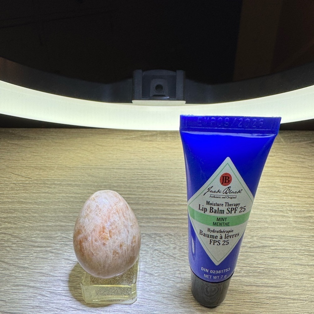 Peach Moonstone Mini Egg Crystal and stand